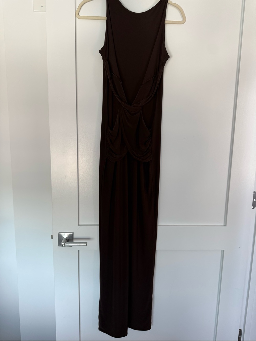 PrettyLittleThing Dark Brown Sleeveless Draped Maxi Dress